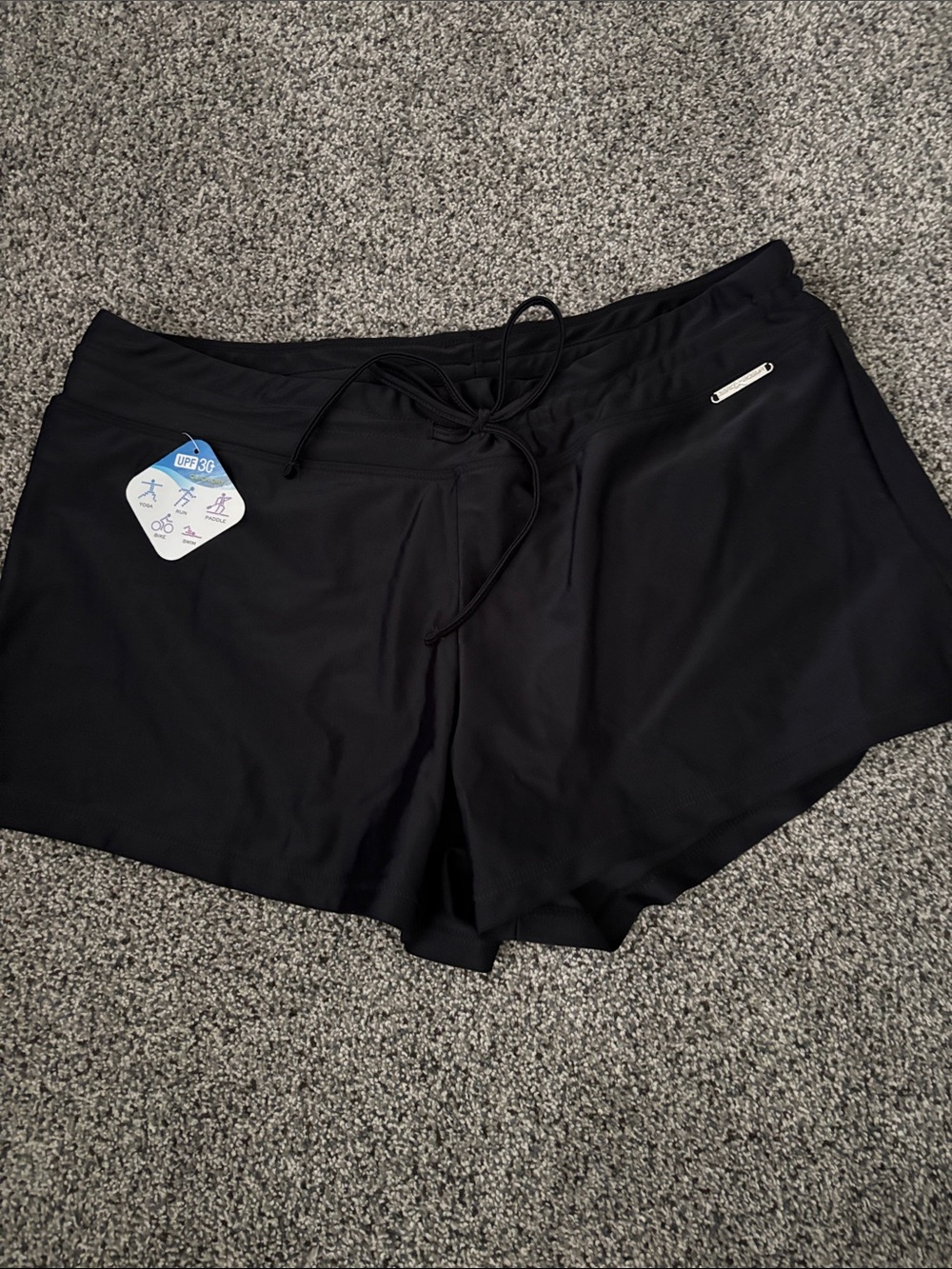 ZeroXposur Women's Black Athletic Swim Shorts with Drawstring